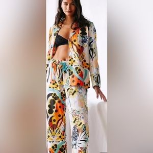 Anthropolgie Marcos Navarro Flannel Pajamas Top and Shorts